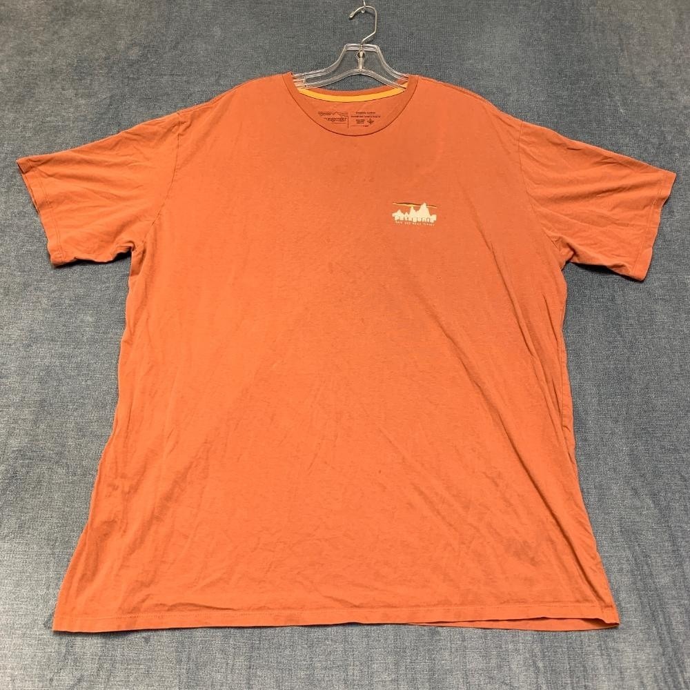 Patagonia T-Shirt Mens 2XL Rust Orange Cotton Graphic Print Save Our Home Planet